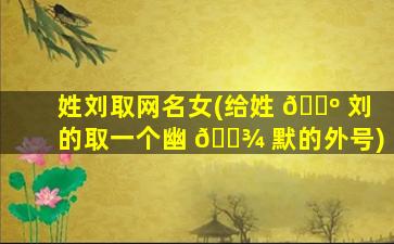 姓刘取网名女(给姓 🌺 刘的取一个幽 🌾 默的外号)